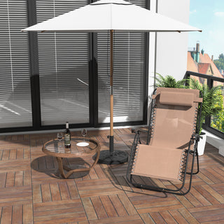 Outsunny Zero Gravity Chair Metal Frame Texteline Armchair Outdoor Folding and Reclining Sun Lounger with Head Pillow for Patio Decking Gardens Camping, Beige - Sofa In Store