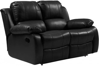 Valencia Black Leather Recliner Sofa – 2 Seater | Manual Recline, Foam Cushions, Hardwood Frame - Sofa In Store