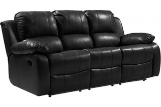 Valencia Black Leather Recliner Sofa – 3 Seater | Manual Recline, Foam Cushions, Hardwood Frame - Sofa In Store