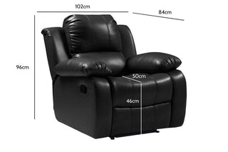 Valencia 1 Seater Black Leather Recliner Armchair – Modern Design - Sofa In Store