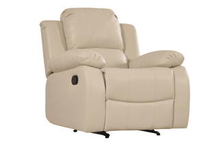 Valencia Cream Leather Recliner Armchair – Soft Upholstery, Compact Size, Foam Cushion Comfort & Sturdy Frame by Sofa In Store - Sofa In Store