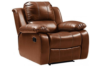 Valencia Recliner Armchair – 1 Seater | Tan Leather, Padded Arms, Manual Recline - Sofa In Store
