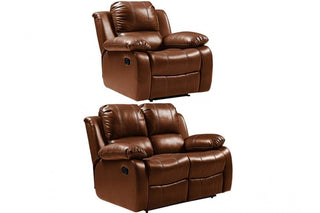 Valencia 2+1 Seater Sofa Set – Tan Leather Recliner Design - Sofa In Store