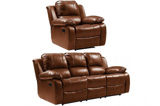 Valencia Tan Leather Recliner 3+1 Seater Sofa Set - Stylish Comfort - Sofa In Store