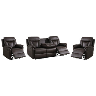 Vallejo Fabric Recliner 3+1+1 Seater Sofa Set In Dark Brown - Sofa In Store