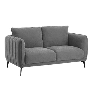 Valtesse Grey Fabric 2 Seater Sofa with Black Legs Modern Compact Design - Sofa In Store