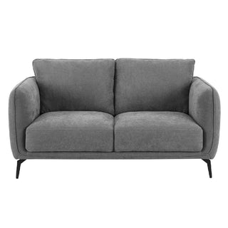 Valtesse Grey Fabric 2 Seater Sofa with Black Legs Modern Compact Design - Sofa In Store
