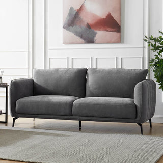 Valtesse Grey Fabric 3 Seater Sofa – Black Legs, Modern Style - Sofa In Store
