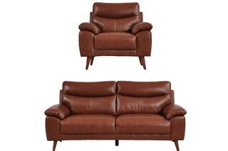 Vantage 3+1 Seater Sofa Set – Genuine Leather Tan with Modern Design - Sofa In Store