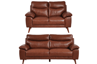 Vantage 3+2 Seater Sofa Set – Genuine Leather Tan with Modern Design - Sofa In Store