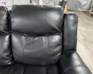 Black Leather Reclining 3 Seater Sofa | With Cup Holders | Durable Frame - Sofa In Store
