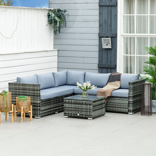 Outsunny Four-Piece Rattan Sofa Set - Grey - Sofa In Store