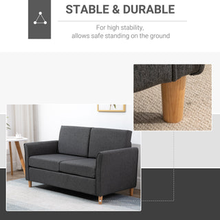 HOMCOM Two-Seater Linen-Look Sofa - Dark Grey Comfort - Sofa In Store