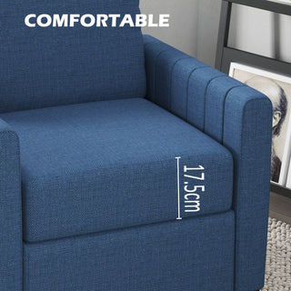 HOMCOM Modern Boxy Linen-Look Armchair - Blue - Sofa In Store