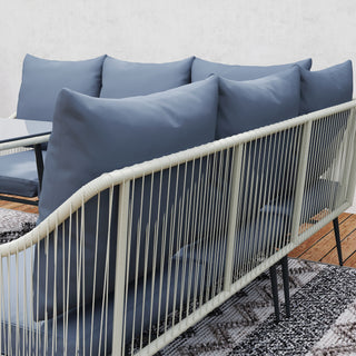 Outsunny Six-Piece Rattan Strong Garden Sofa Set - Grey - Sofa In Store