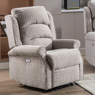 Warth Electric Fabric Recliner 1 Seater Sofa In Natural - Sofa In Store