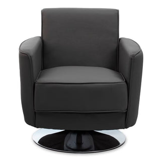 Wuxue Leather Effect Lounge Chair In Mink With Chrome Base - Sofa In Store