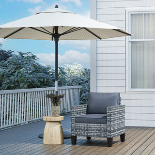 Outsunny Single Rattan Armchair, with Cushions - Light Grey - Sofa In Store