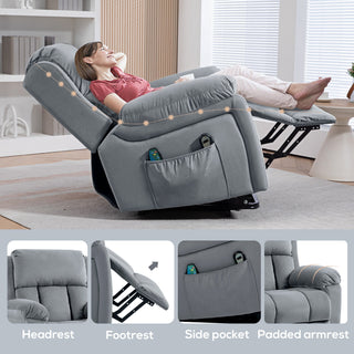 Eight Massage Point Electric Reclining Lift Chair, with Remote - Grey - Sofa In Store